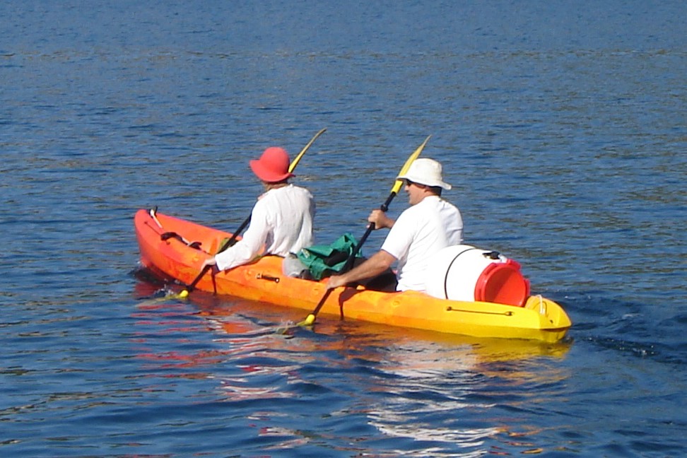 Two people on a kayak