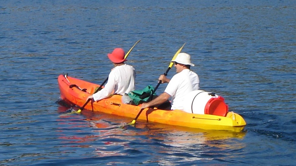Two people on a kayak
