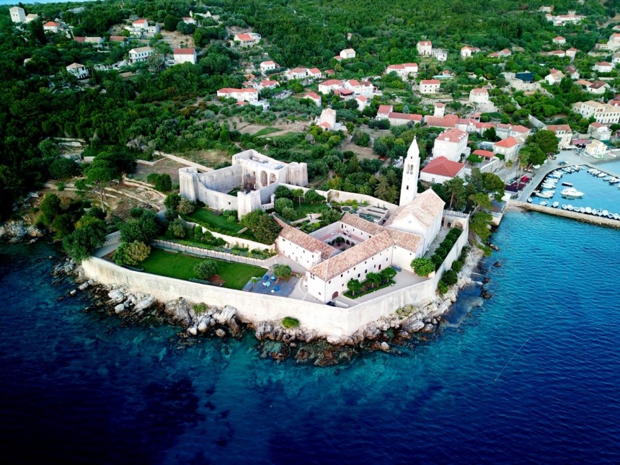 Franciscan monastery in Lopud from the air